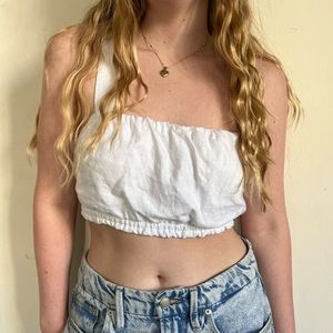 Abercrombie White Linen Crop Top